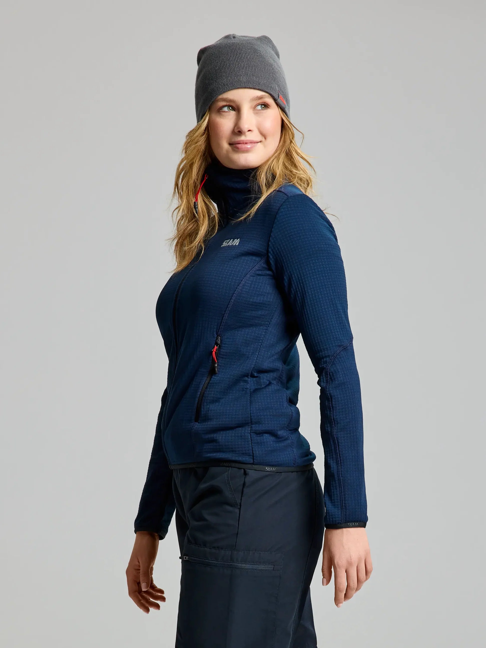 ACT Woman Grid Fleece – Navy