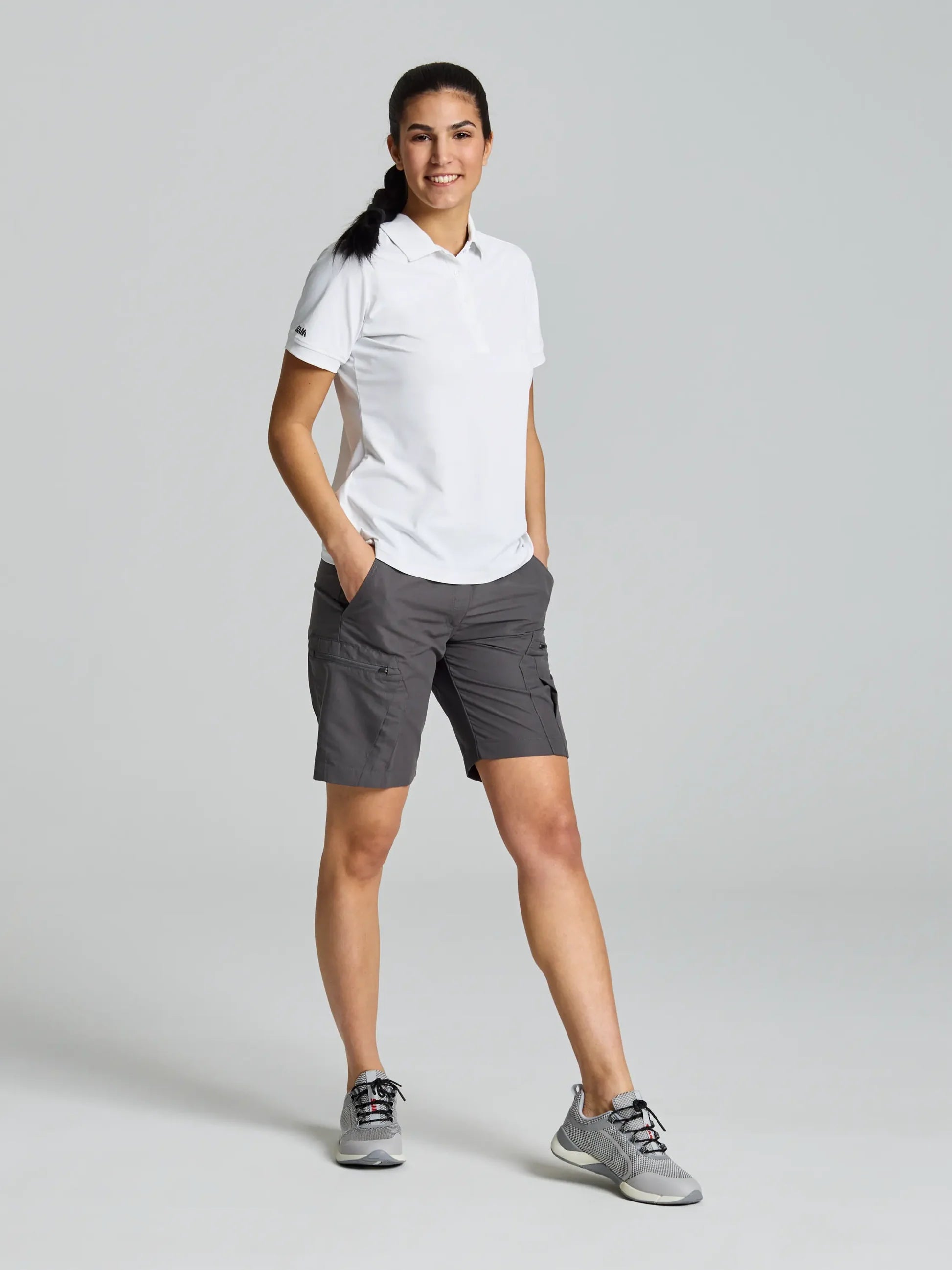 Polo técnico manga corta protección solar UPF 50+ mujer blanco SLAM