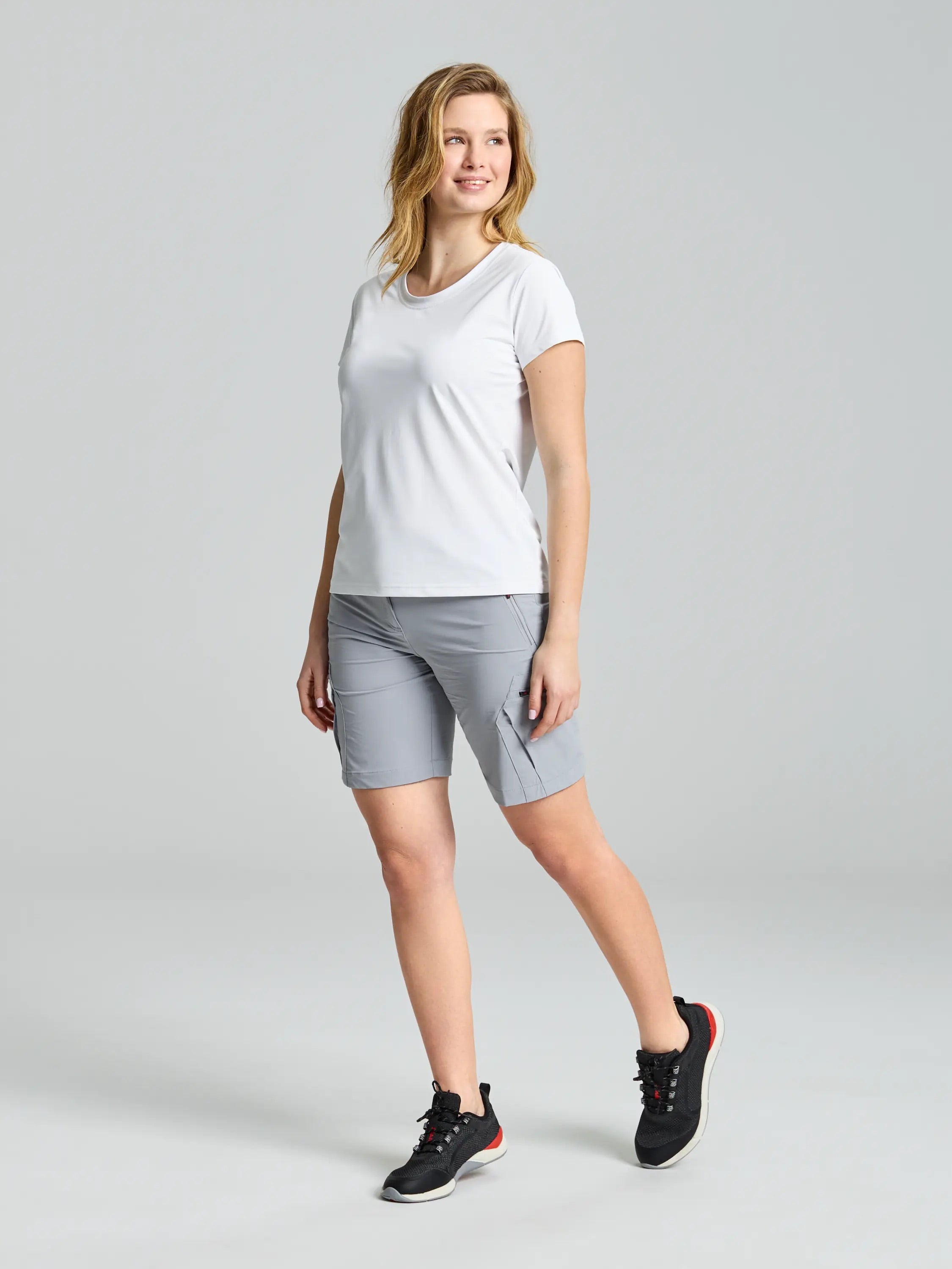 Camiseta técnica mujer manga corta Tech Piqué – UPF50, secado rápido Blanco