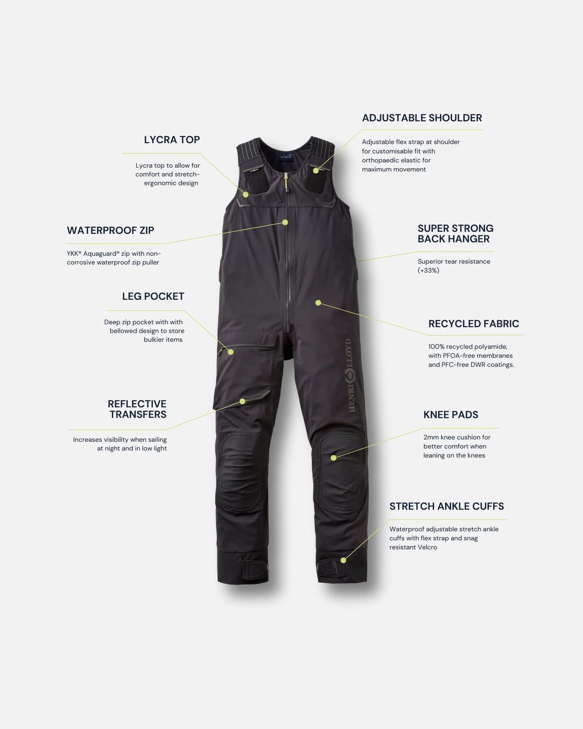Pantalón con peto Dynamic mujer impermeable 20.000 mm HENRY LLOYD