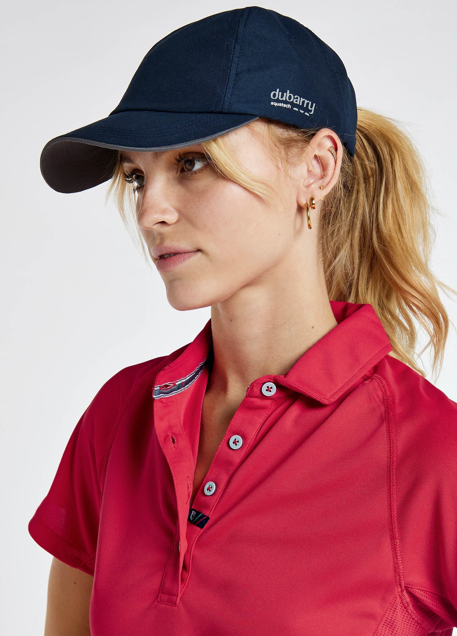 Polo técnico manga corta Riviera con protección solar UPF50+ para mujer Rojo