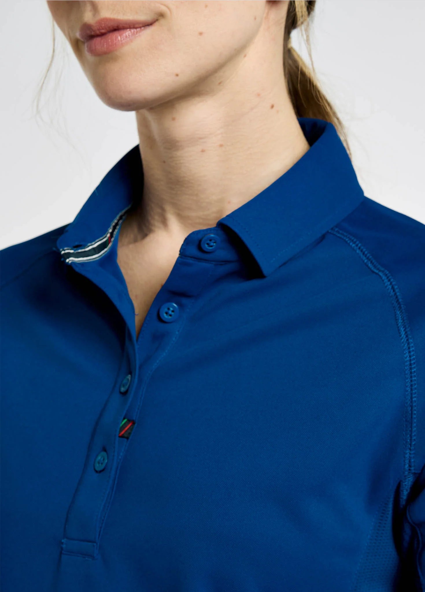 Polo técnico manga corta Riviera con protección solar UPF50+ para mujer Azul