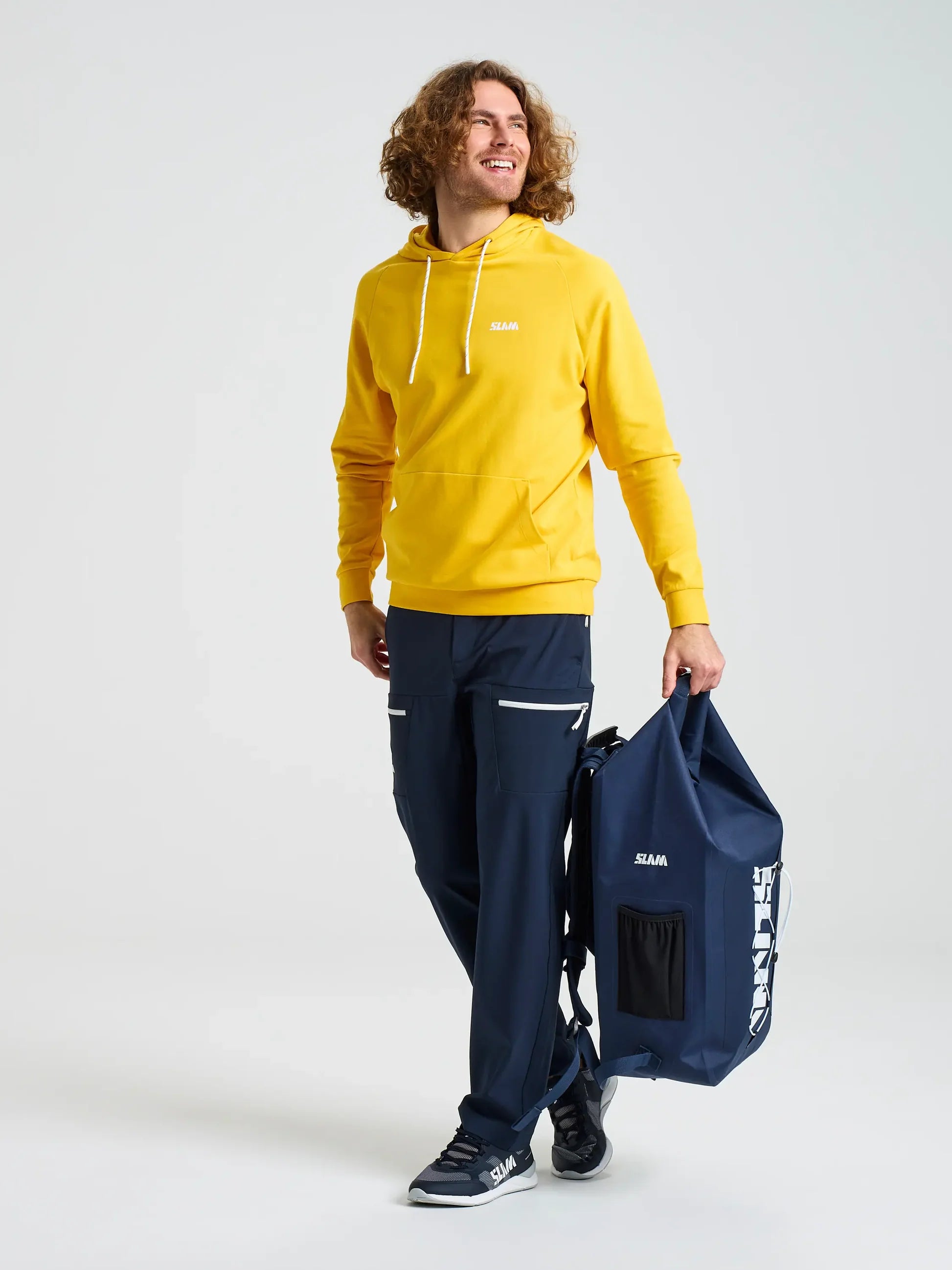 Sudadera con capucha Logo Hoodie bolsillo canguro amarillo SLAM