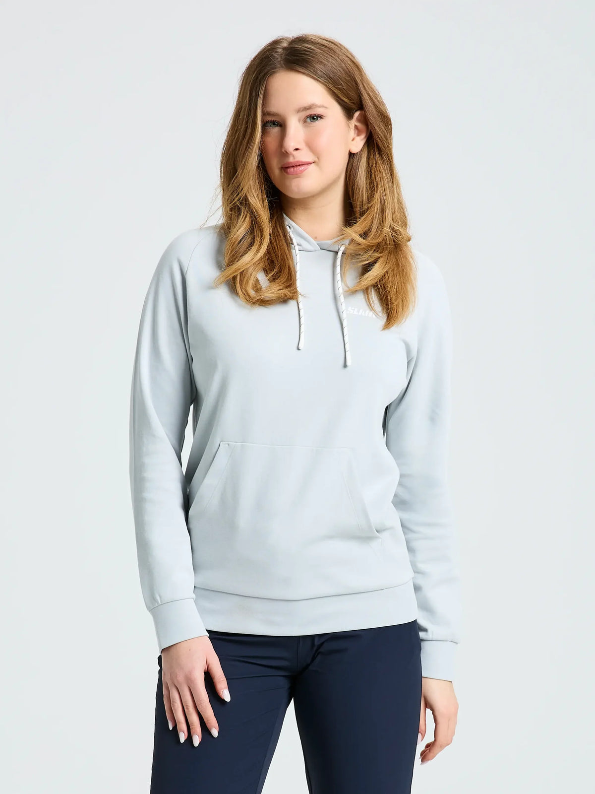 Sudadera capucha mujer Logo WS Cleef Grey bolsillo canguro SLAM