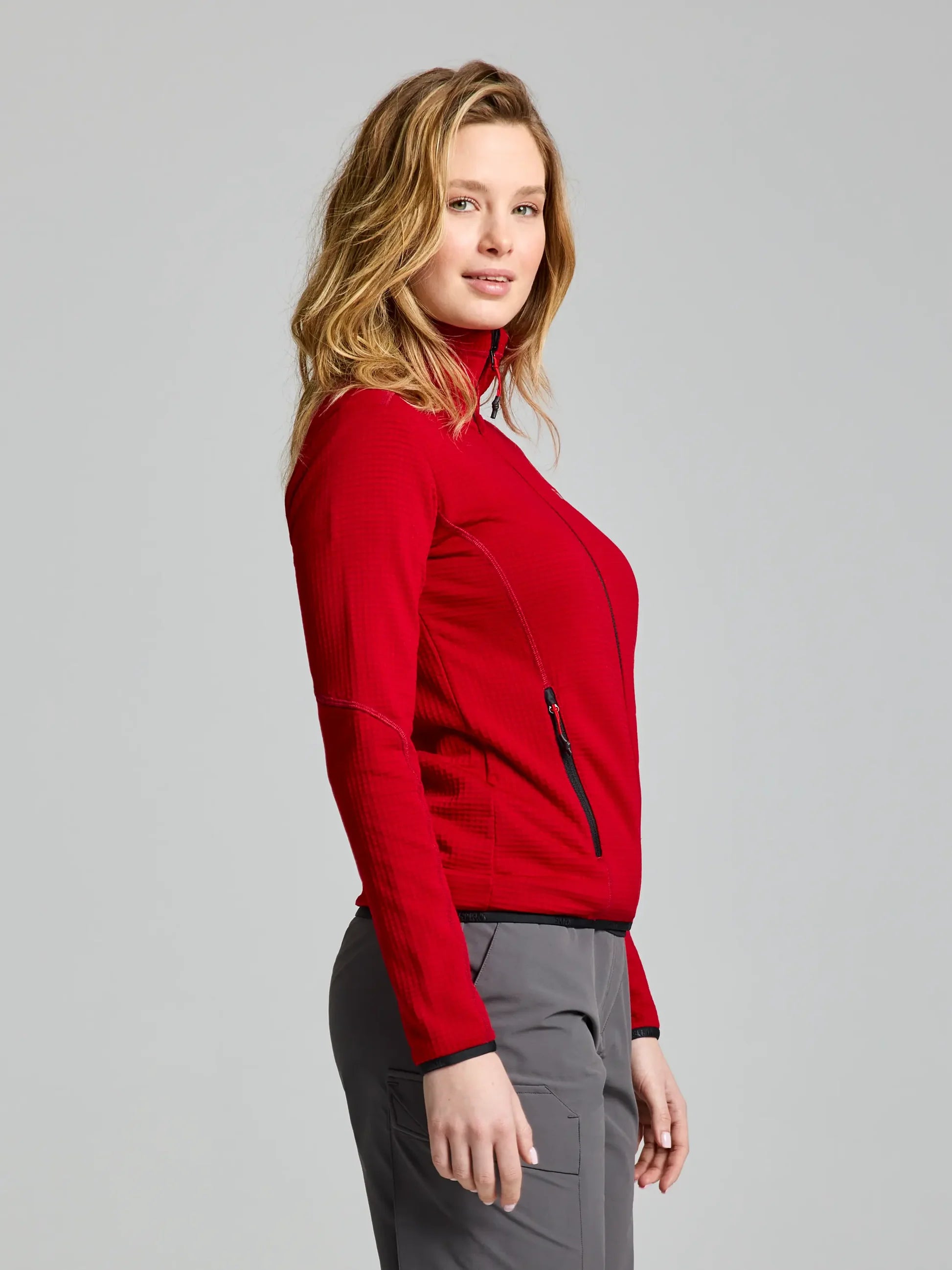 ACT Woman Grid Fleece – Rojo