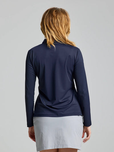 Polo técnico de manga larga para mujer UPF 50+ – Azul marino