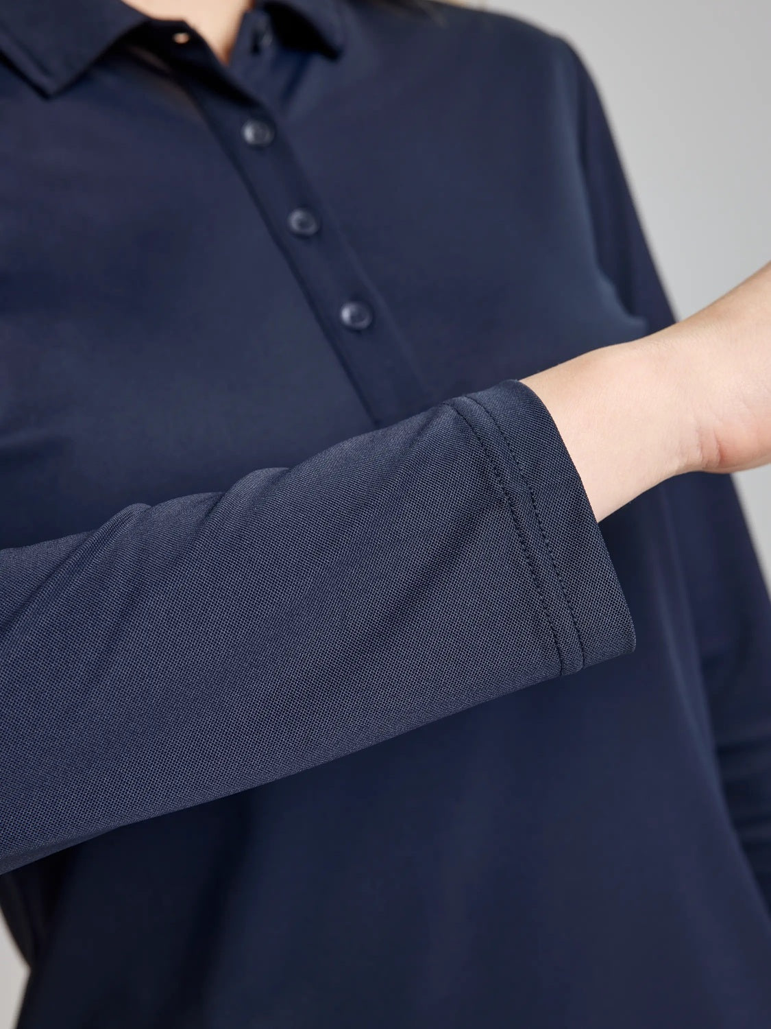 Polo técnico mujer manga larga – UPF50, secado rápido Azul Marino