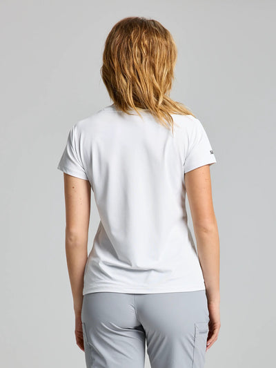 Camiseta técnica de manga corta para mujer Tech Piqué UPF 50+ – Blanco