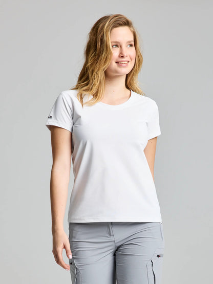 Camiseta técnica mujer manga corta Tech Piqué – UPF50, secado rápido Blanco