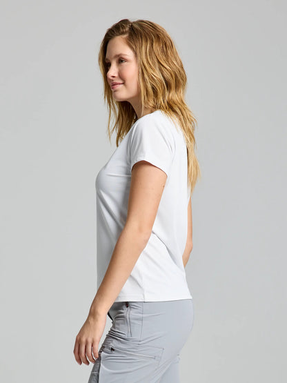 Camiseta técnica mujer manga corta Tech Piqué – UPF50, secado rápido Blanco