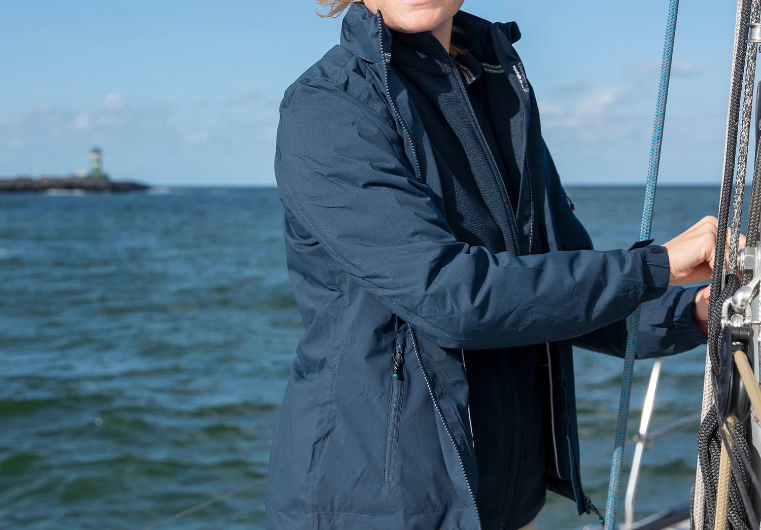 Chaqueta Livorno para mujer con forro polar y cuello redondo NAVY _DUBARRY