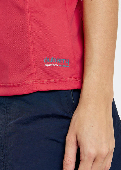 Polo técnico manga corta Riviera  con protección solar UPF50+ para mujer Rojo