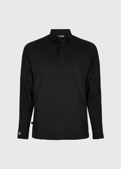Polo técnico de manga larga Piraeus para hombre UPF 50+ – Negro