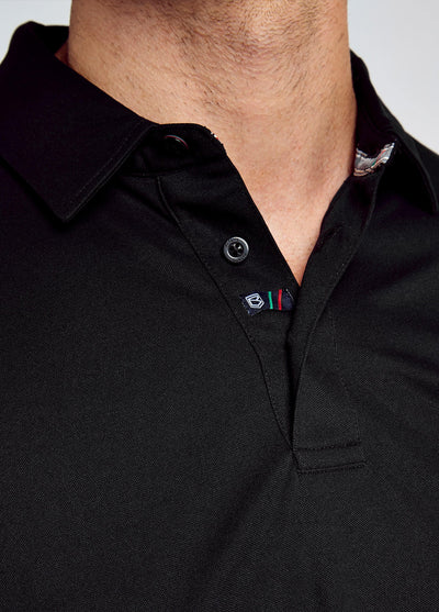 Polo técnico de manga larga Piraeus para hombre UPF 50+ – Negro